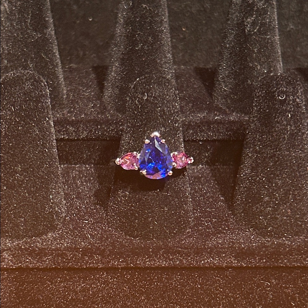 Elegant Blue and Purple Women's Ring 925 silver